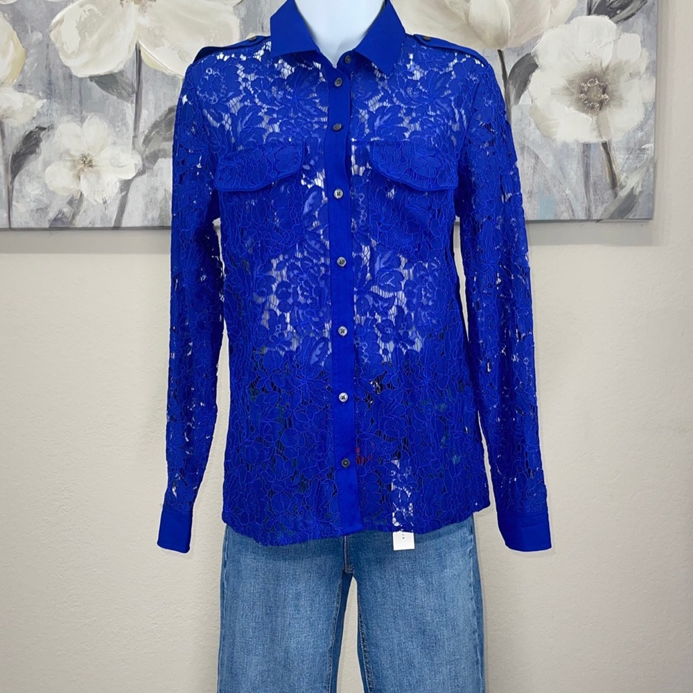 Banana Republic BLOUSE  Front Open Button BLUE XS NWOT 100% Authentic.